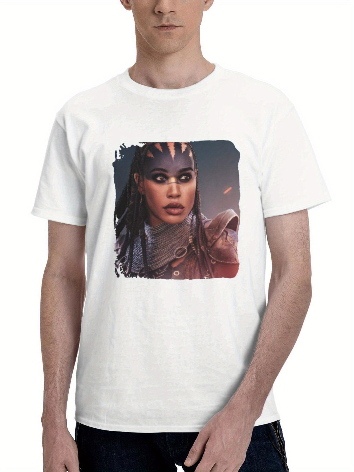 Cleopatra Coleman Is Devra Bloodaxe In Rebel Moon Part One A Boy Girl Of Fire 180G 100% Cotton Printed Round Neck Short-Sleeve T-Shirt, Gifts for Men Dad Husband Grandpa, S-XXXL, White