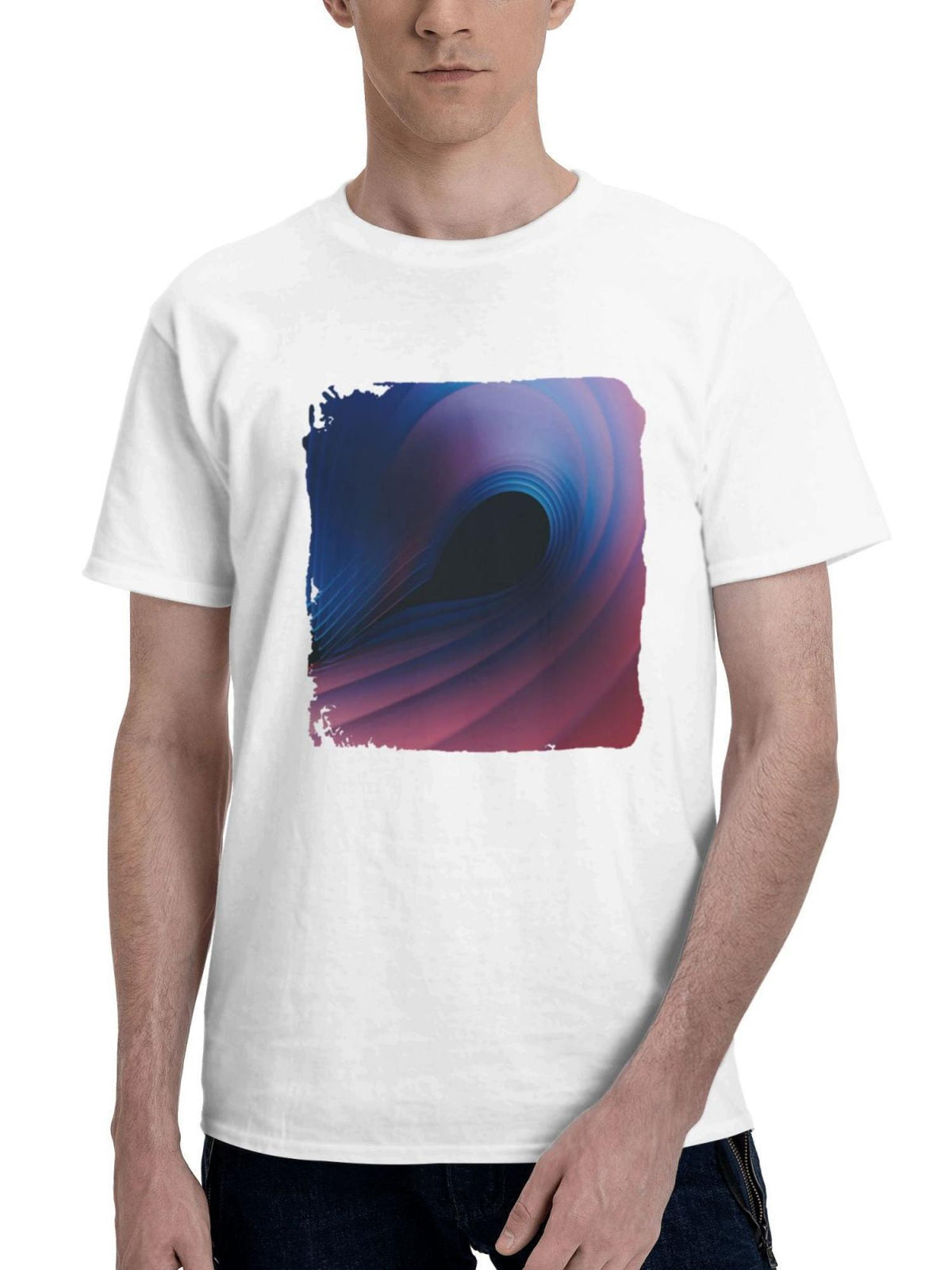 Closeup Abstract 180G 100% Cotton Printed Round Neck Short-Sleeve T-Shirt, Gifts for Men Dad Husband Grandpa, S-XXXL, White