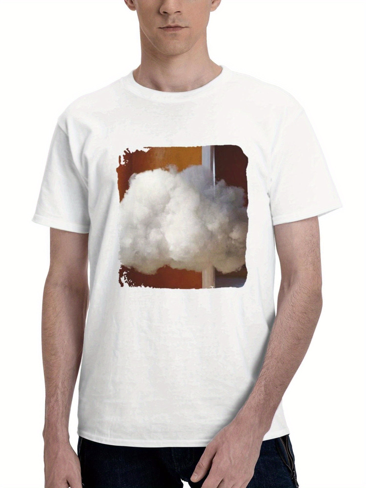 Cloud In The Room 180G 100% Cotton Printed Round Neck Short-Sleeve T-Shirt, Gifts for Men Dad Husband Grandpa, S-XXXL, White