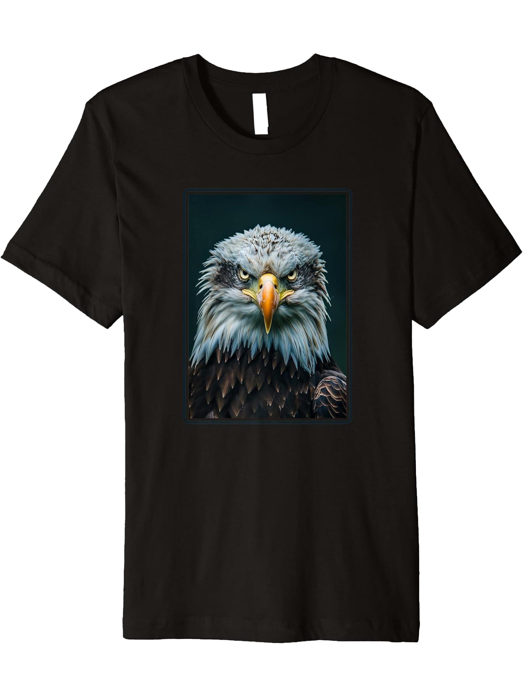 Bald Eagles Bald Eagle Premium T-Shirt 180G 100% Cotton Printed Round Neck Short-Sleeve T-Shirt, Gifts for Men Dad Husband Grandpa, S-XXXL, Black