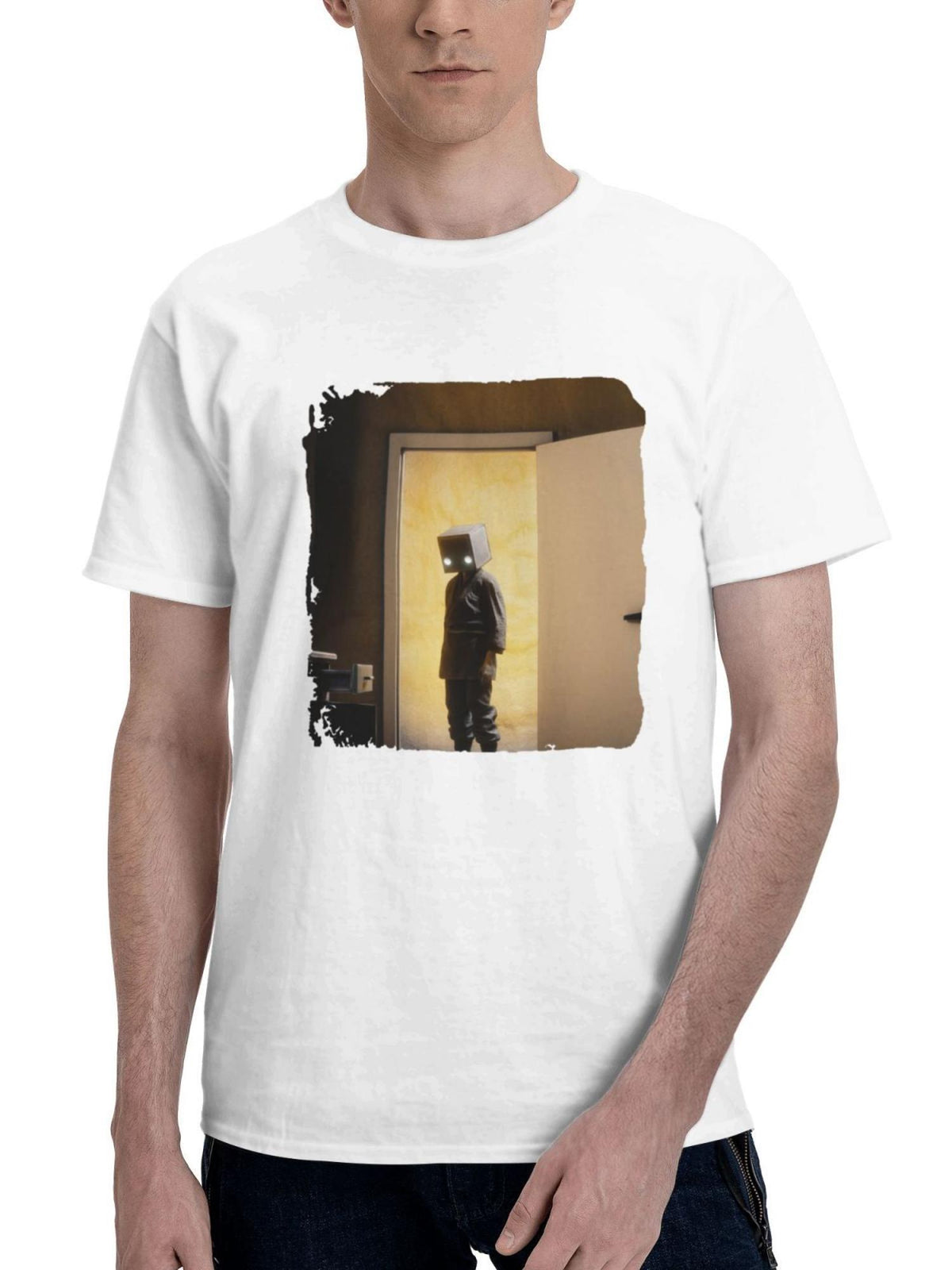 Cold Home 180G 100% Cotton Printed Round Neck Short-Sleeve T-Shirt, Gifts for Men Dad Husband Grandpa, S-XXXL, White