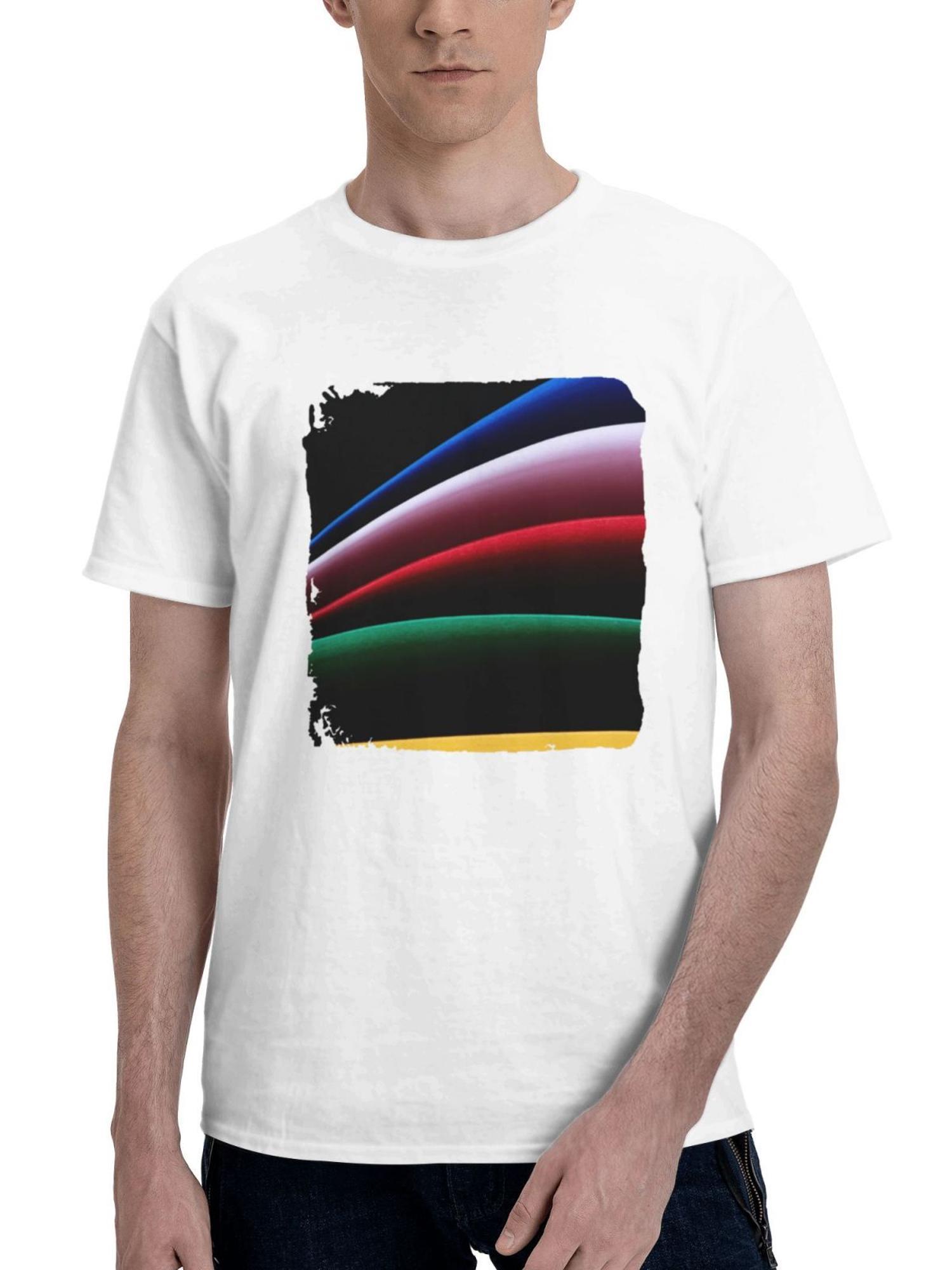 Colored Stacks Abstract 180G 100% Cotton Printed Round Neck Short-Sleeve T-Shirt, Gifts for Men Dad Husband Grandpa, S-XXXL, White