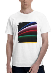 Colored Stacks Abstract 180G 100% Cotton Printed Round Neck Short-Sleeve T-Shirt, Gifts for Men Dad Husband Grandpa, S-XXXL, White