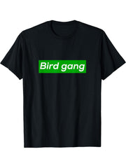 Bird Gang T-Shirt 180G 100% Cotton Printed Round Neck Short-Sleeve T-Shirt, Gifts for Men Dad Husband Grandpa, S-XXXL, Black