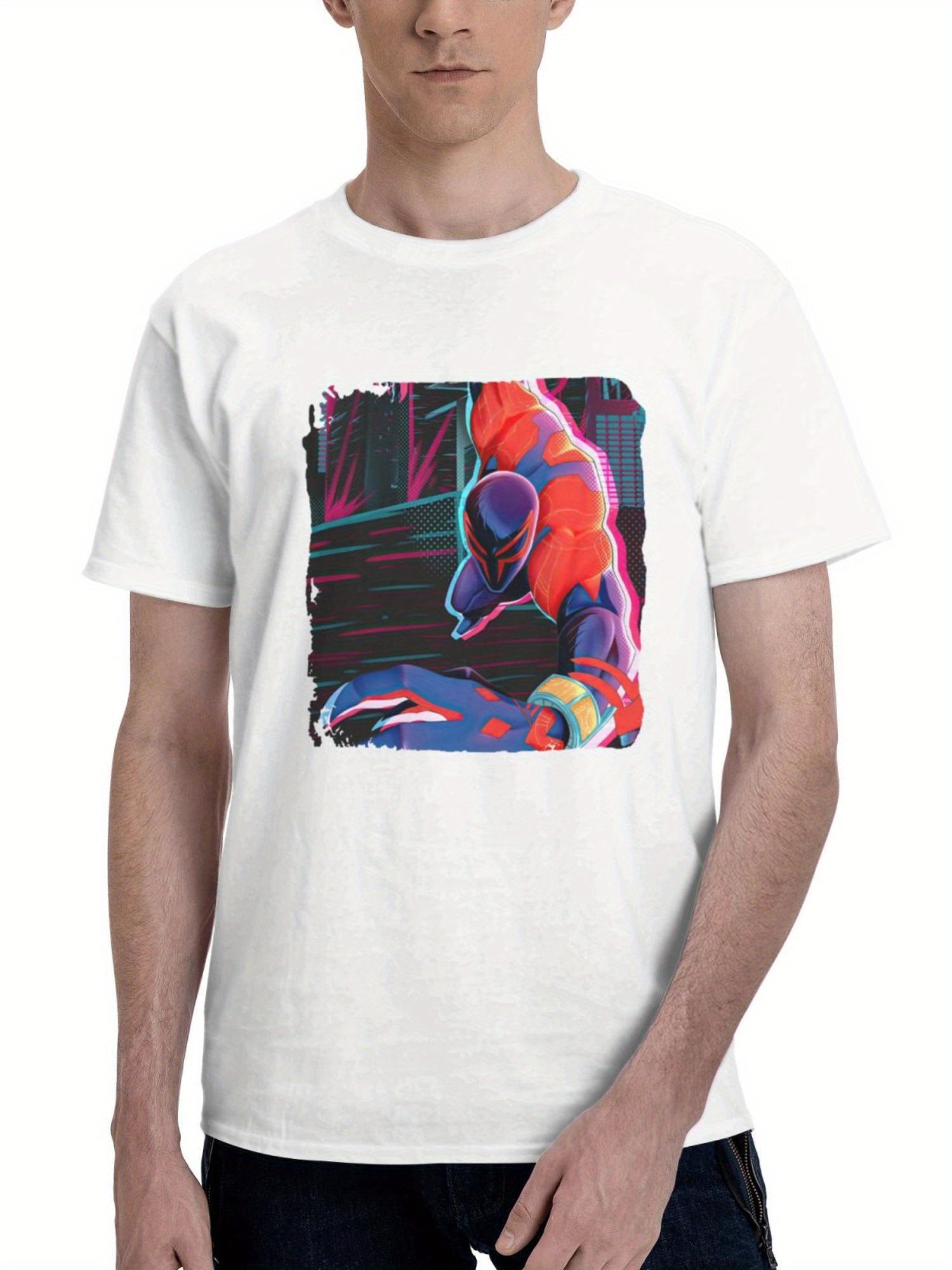 Breaking The Fourth Wall Spiderman 2099 180G 100% Cotton Printed Round Neck Short-Sleeve T-Shirt, Gifts for Men Dad Husband Grandpa, S-XXXL, White