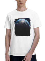 Beautiful Earth From Space 180G 100% Cotton Printed Round Neck Short-Sleeve T-Shirt, Gifts for Men Dad Husband Grandpa, S-XXXL, White