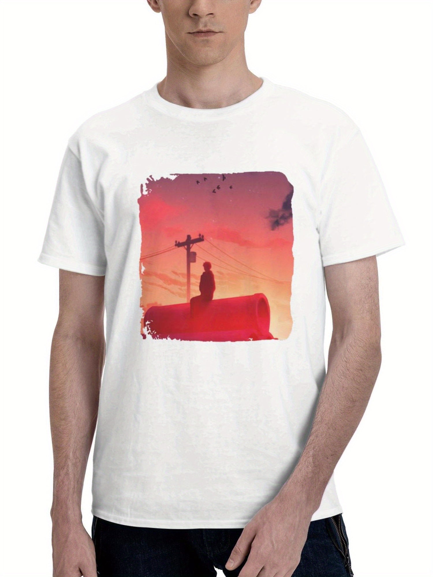 Breathtaking Distances 180G 100% Cotton Printed Round Neck Short-Sleeve T-Shirt, Gifts for Men Dad Husband Grandpa, S-XXXL, White