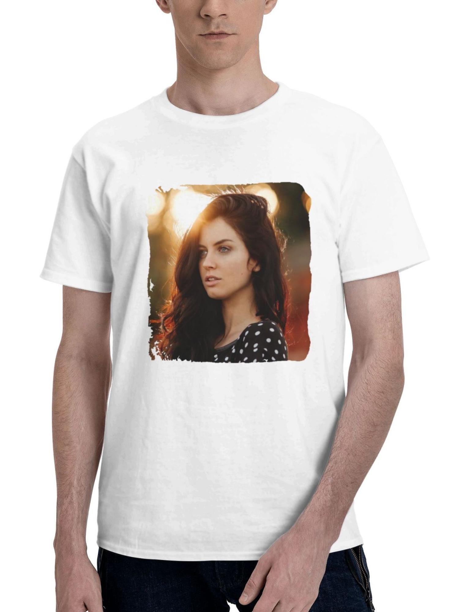 Beautiful Girl In Polka Dress Outdoors 180G 100% Cotton Printed Round Neck Short-Sleeve T-Shirt, Gifts for Men Dad Husband Grandpa, S-XXXL, White