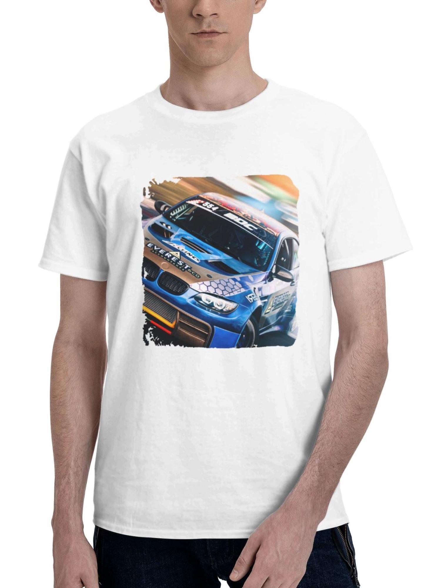British Drift Championship 180G 100% Cotton Printed Round Neck Short-Sleeve T-Shirt, Gifts for Men Dad Husband Grandpa, S-XXXL, White