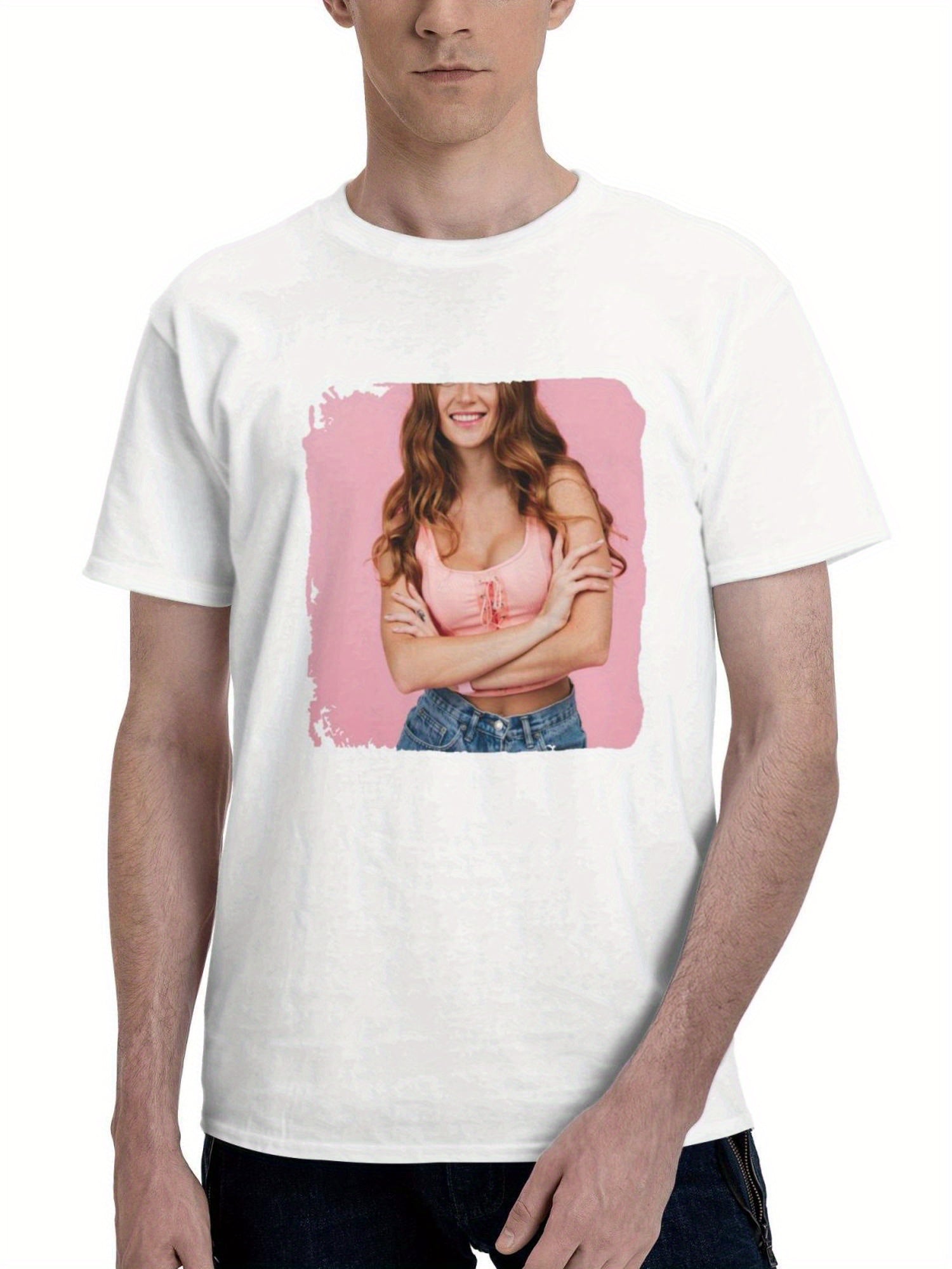 Beautiful Girl Smiling 180G 100% Cotton Printed Round Neck Short-Sleeve T-Shirt, Gifts for Men Dad Husband Grandpa, S-XXXL, White