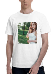 Brown Eyes Brunette Depth Of Field White Dress 180G 100% Cotton Printed Round Neck Short-Sleeve T-Shirt, Gifts for Men Dad Husband Grandpa, S-XXXL, White