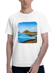 Beautiful Landscape Iceland 180G 100% Cotton Printed Round Neck Short-Sleeve T-Shirt, Gifts for Men Dad Husband Grandpa, S-XXXL, White