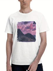 Beautiful Scotland Landscape 180G 100% Cotton Printed Round Neck Short-Sleeve T-Shirt, Gifts for Men Dad Husband Grandpa, S-XXXL, White