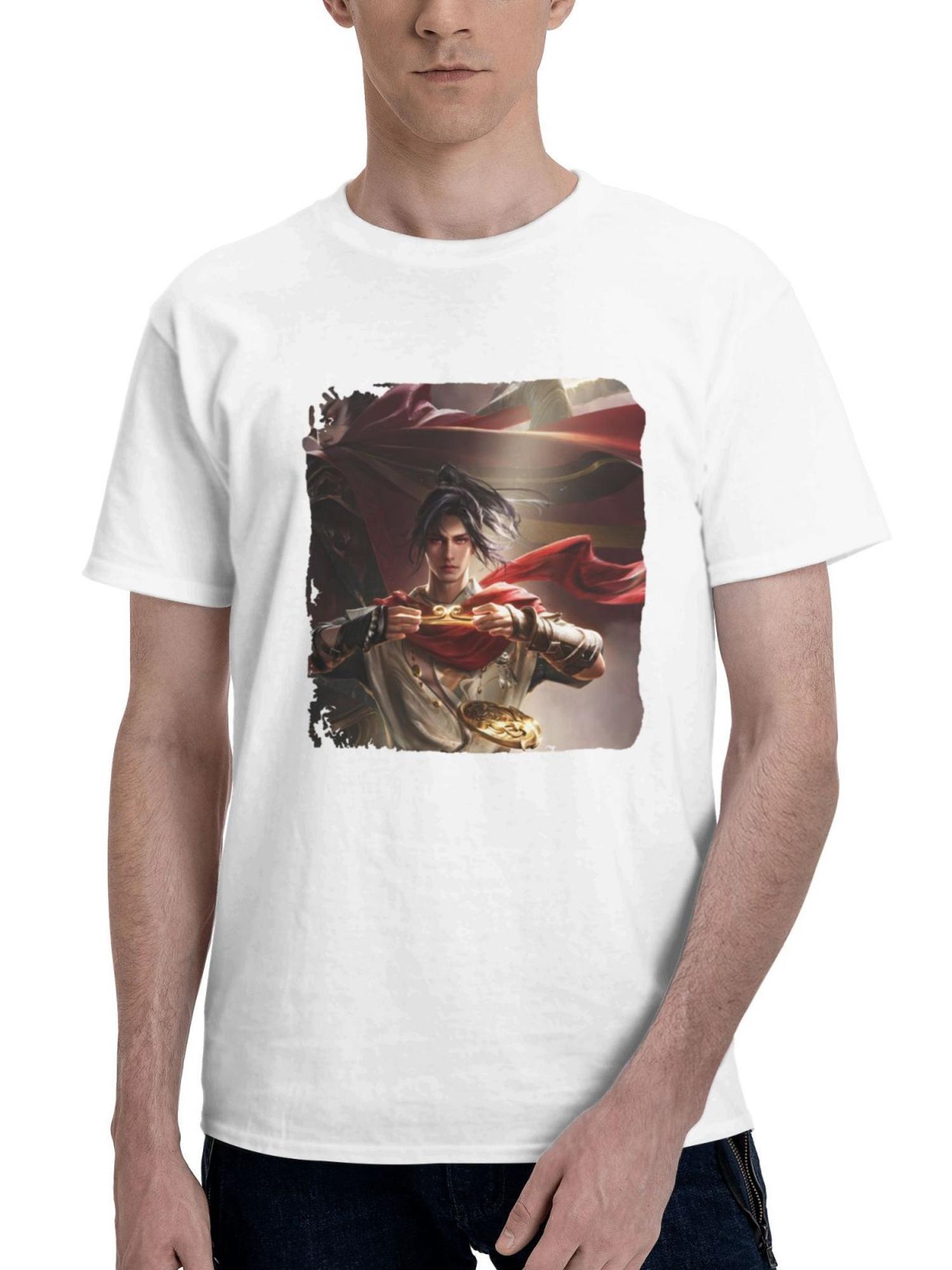 Became Monkey King 180G 100% Cotton Printed Round Neck Short-Sleeve T-Shirt, Gifts for Men Dad Husband Grandpa, S-XXXL, White