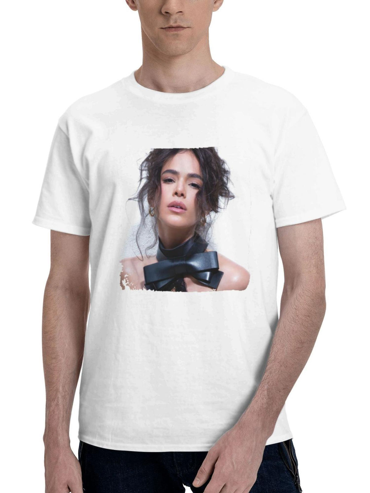 Bruna Marquezine Flaunt Magazine 180G 100% Cotton Printed Round Neck Short-Sleeve T-Shirt, Gifts for Men Dad Husband Grandpa, S-XXXL, White