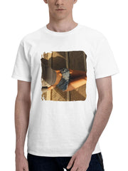 Brunette Girl Lying Down Gracefully In Shorts 180G 100% Cotton Printed Round Neck Short-Sleeve T-Shirt, Gifts for Men Dad Husband Grandpa, S-XXXL, White