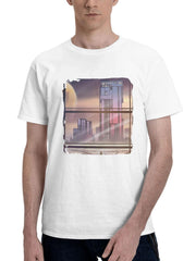 Behind The Glass Secrets Of The Cityscape 180G 100% Cotton Printed Round Neck Short-Sleeve T-Shirt, Gifts for Men Dad Husband Grandpa, S-XXXL, White