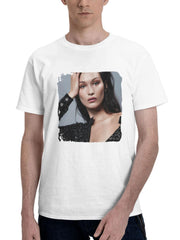 Bella Hadid Harper Bazaar Australia 180G 100% Cotton Printed Round Neck Short-Sleeve T-Shirt, Gifts for Men Dad Husband Grandpa, S-XXXL, White