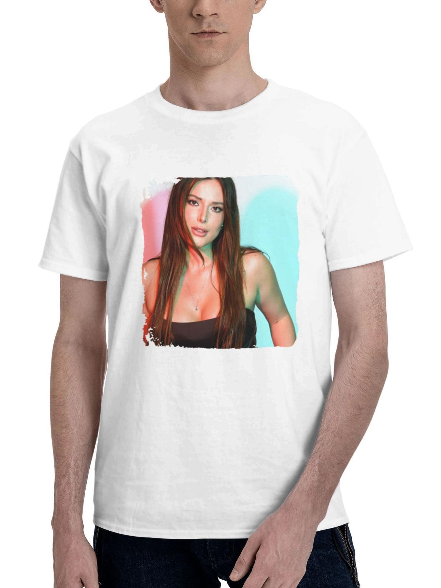 Bella Thorne 2024 180G 100% Cotton Printed Round Neck Short-Sleeve T-Shirt, Gifts for Men Dad Husband Grandpa, S-XXXL, White