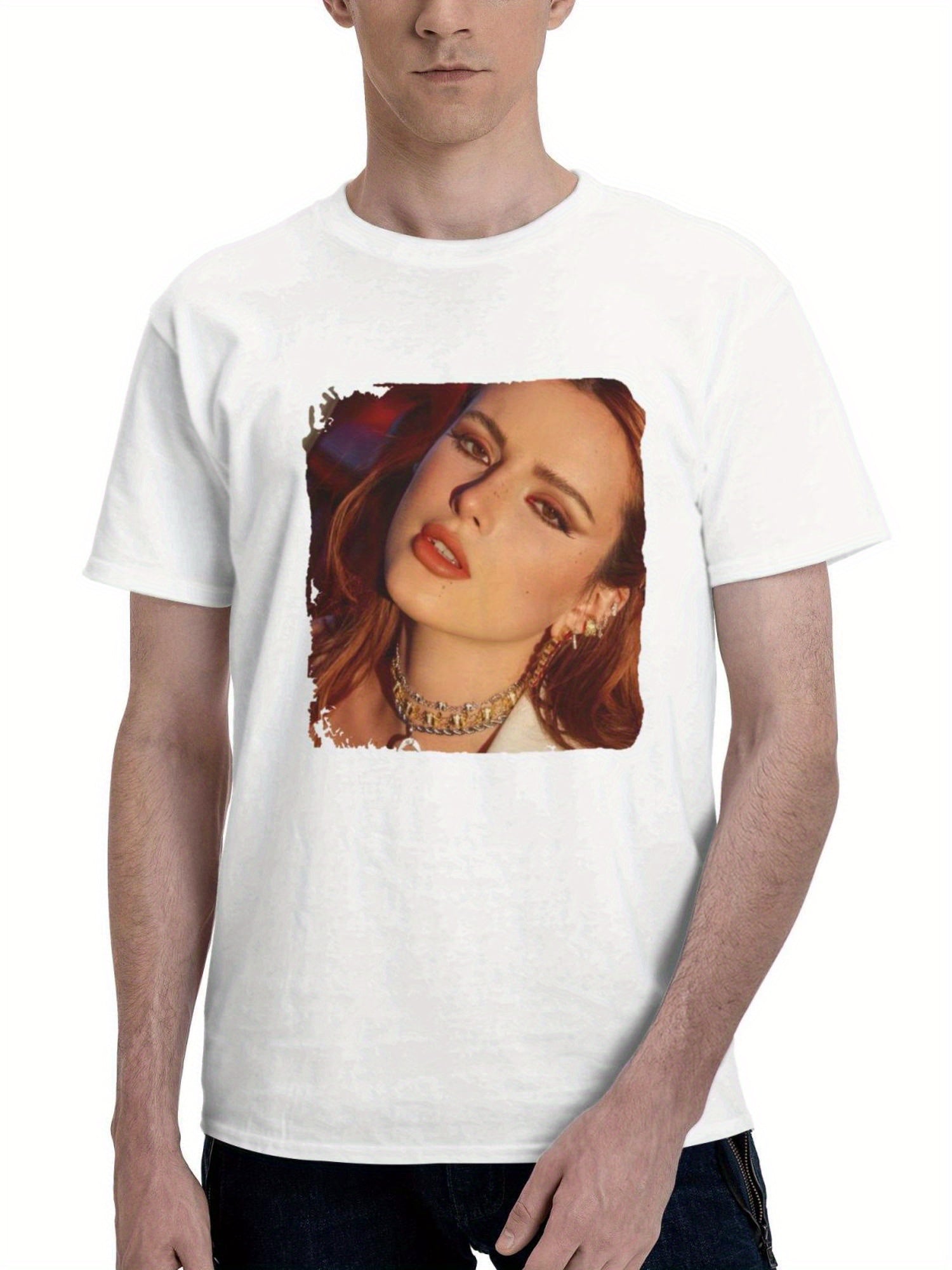 Bella Thorne Thorne 2023 180G 100% Cotton Printed Round Neck Short-Sleeve T-Shirt, Gifts for Men Dad Husband Grandpa, S-XXXL, White