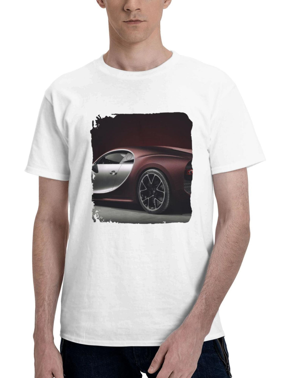 Bugatti Chiron Matte Carbon Ob 180G 100% Cotton Printed Round Neck Short-Sleeve T-Shirt, Gifts for Men Dad Husband Grandpa, S-XXXL, White