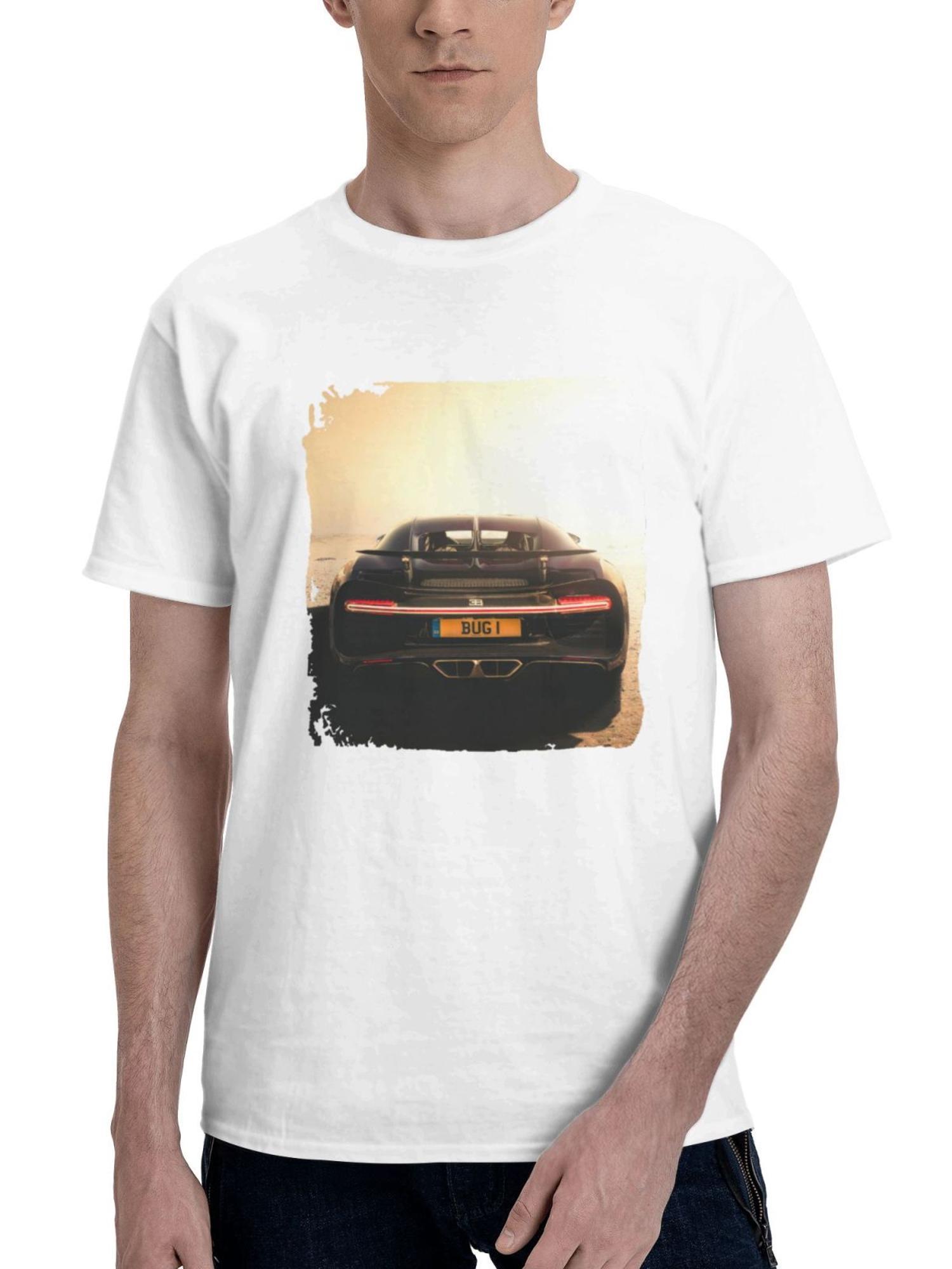 Bugatti Chiron Rear 2023 180G 100% Cotton Printed Round Neck Short-Sleeve T-Shirt, Gifts for Men Dad Husband Grandpa, S-XXXL, White