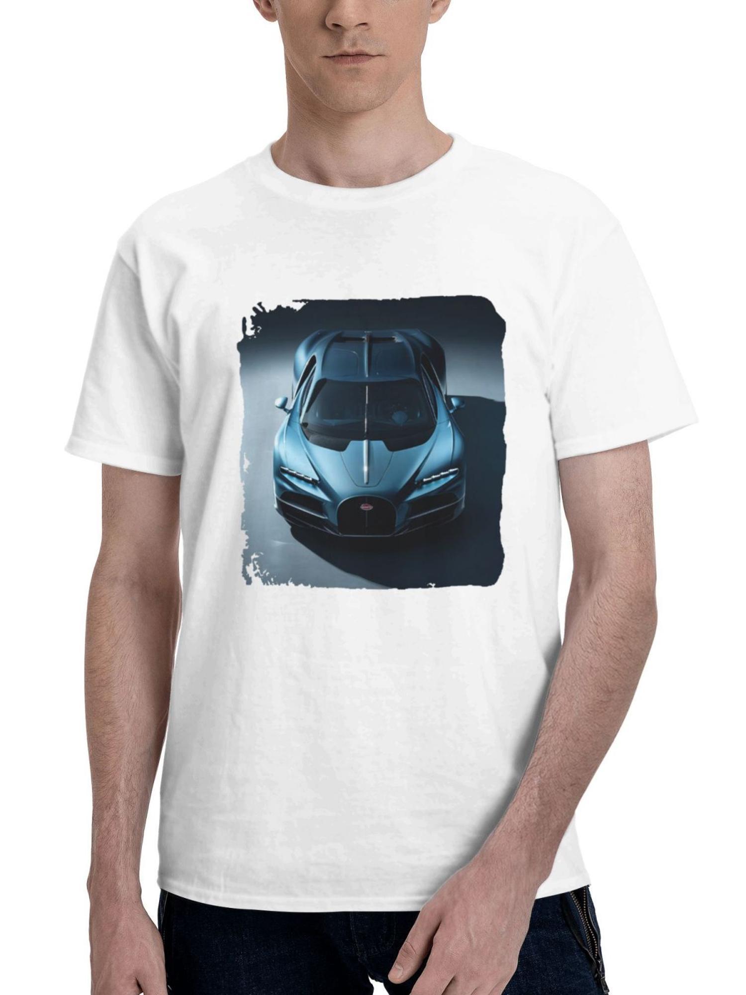 Bugatti Tourbillon Front 180G 100% Cotton Printed Round Neck Short-Sleeve T-Shirt, Gifts for Men Dad Husband Grandpa, S-XXXL, White