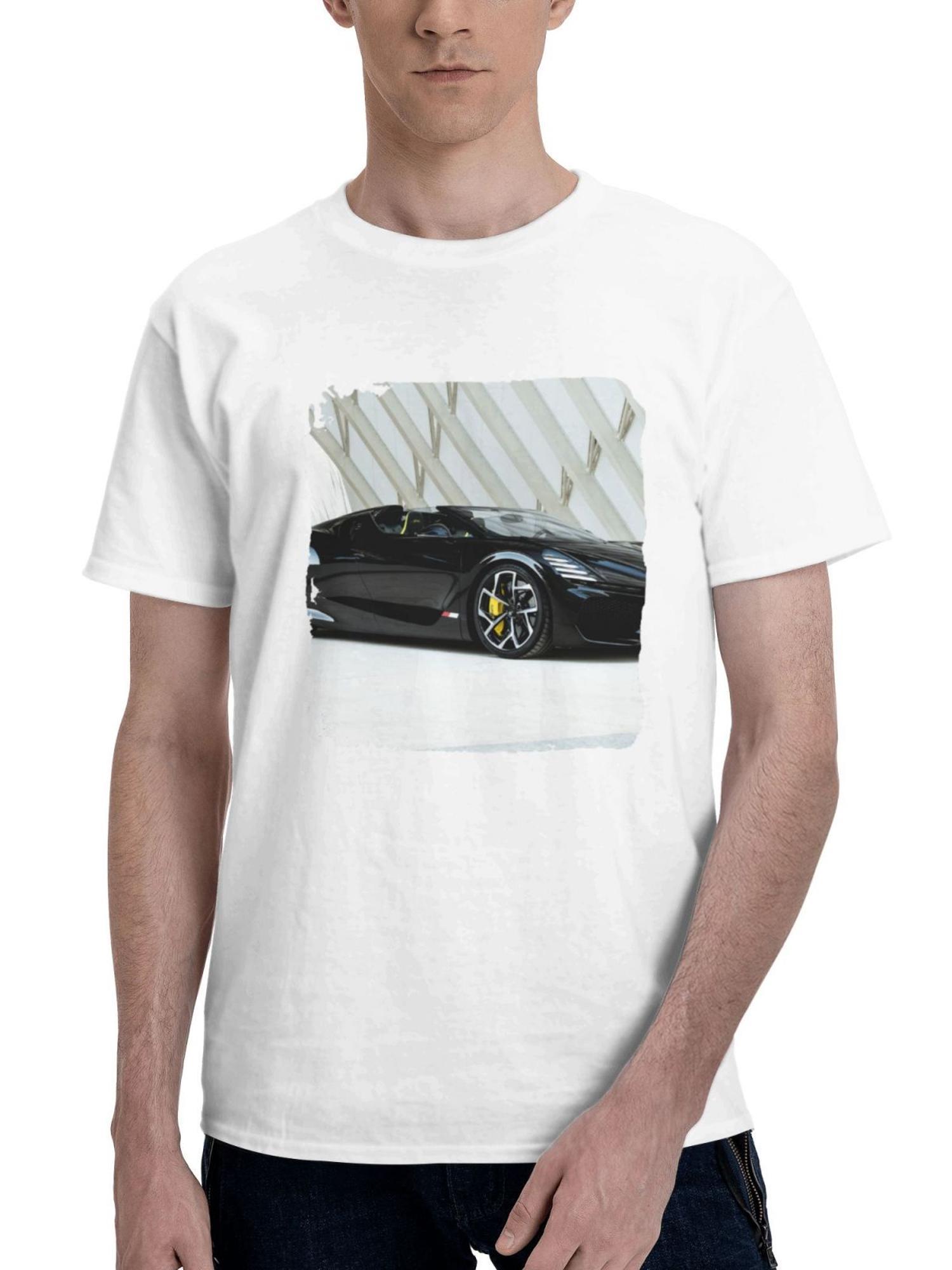Bugatti W16 Mistral Black 2024 180G 100% Cotton Printed Round Neck Short-Sleeve T-Shirt, Gifts for Men Dad Husband Grandpa, S-XXXL, White