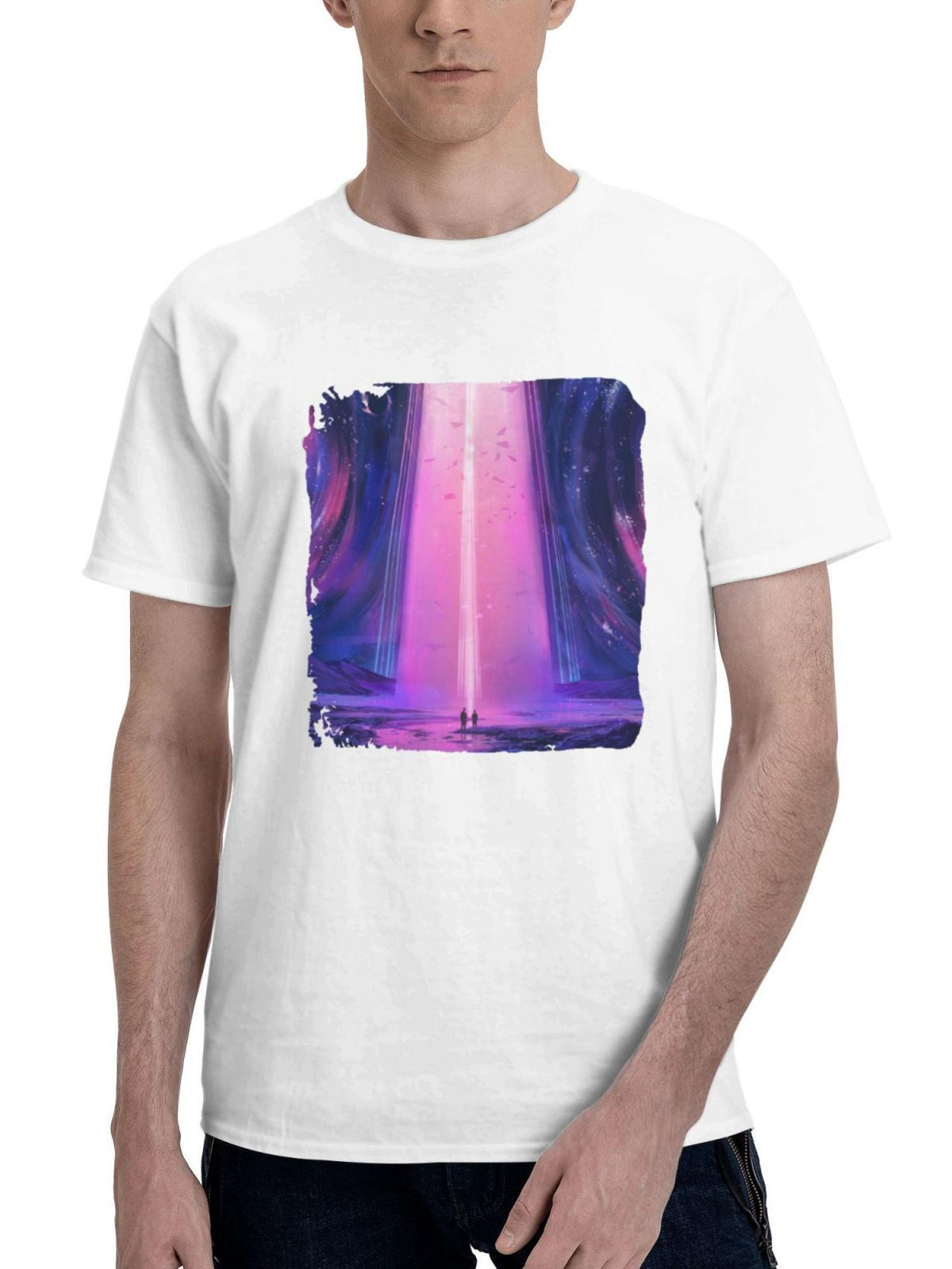 Beyond Boundaries Where Two Worlds Meet In Harmony 180G 100% Cotton Printed Round Neck Short-Sleeve T-Shirt, Gifts for Men Dad Husband Grandpa, S-XXXL, White