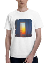 Beyond Closed Doors Hopes Illuminating Path 180G 100% Cotton Printed Round Neck Short-Sleeve T-Shirt, Gifts for Men Dad Husband Grandpa, S-XXXL, White