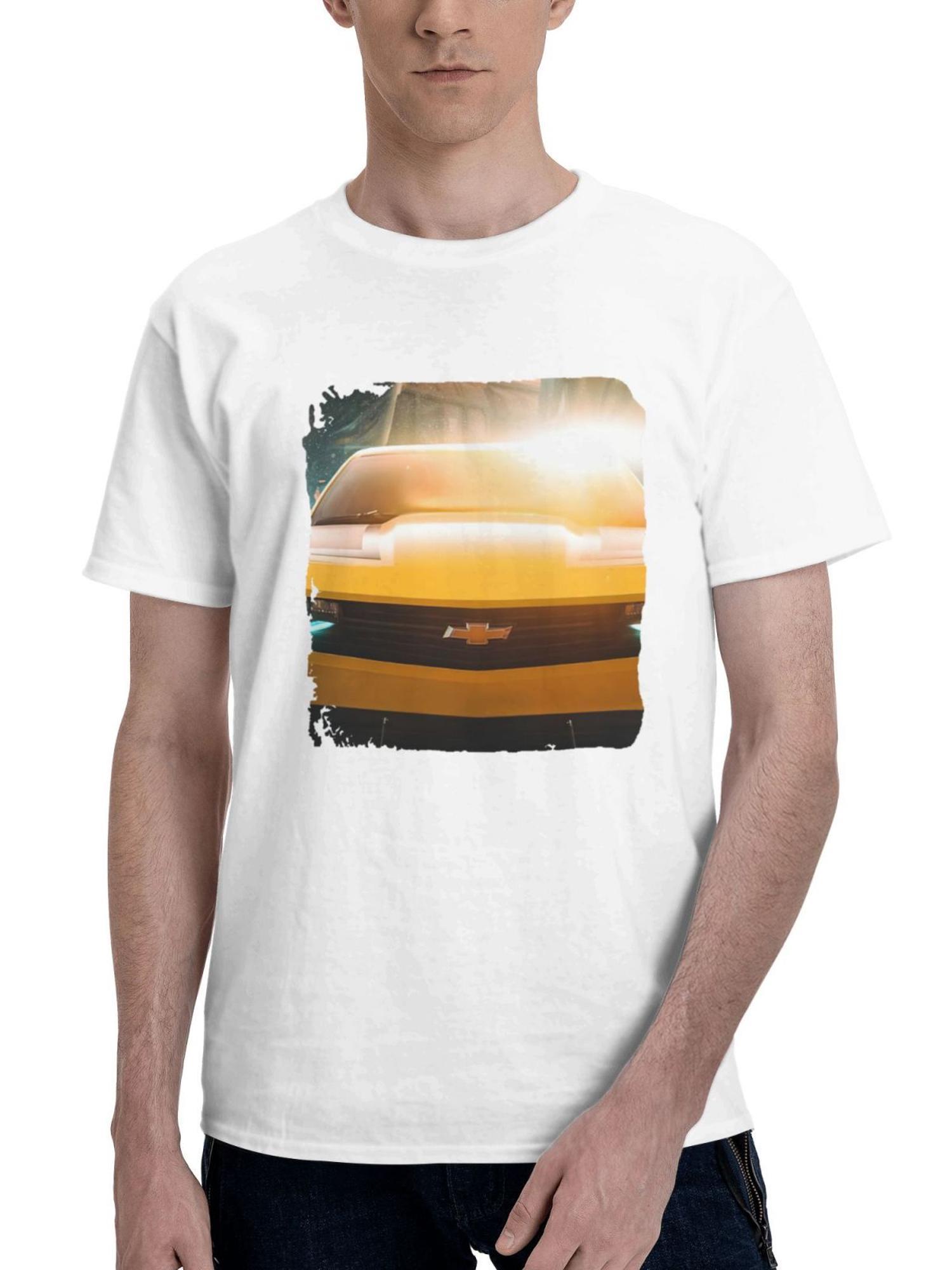 Bumbleebe X Camaro 180G 100% Cotton Printed Round Neck Short-Sleeve T-Shirt, Gifts for Men Dad Husband Grandpa, S-XXXL, White