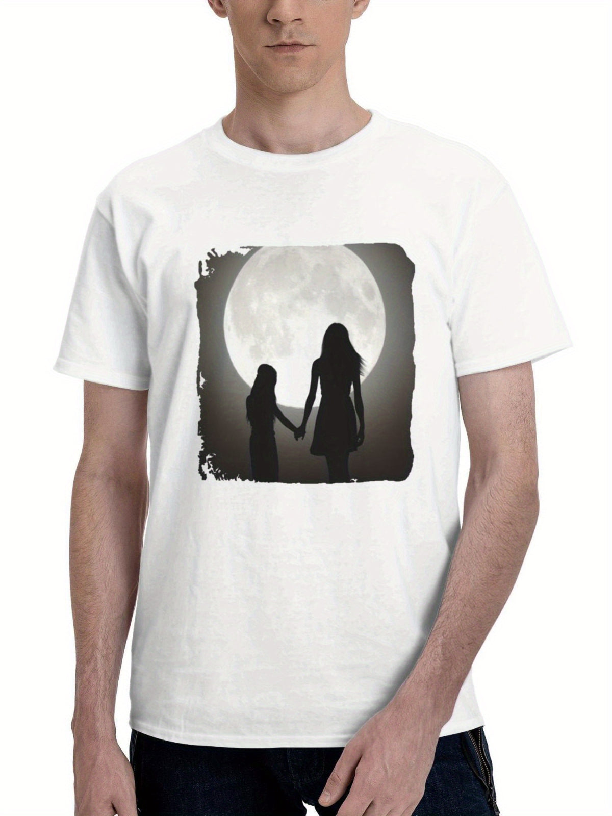 Big And Little Sister 180G 100% Cotton Printed Round Neck Short-Sleeve T-Shirt, Gifts for Men Dad Husband Grandpa, S-XXXL, White