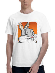 Bunny 8 Bit 180G 100% Cotton Printed Round Neck Short-Sleeve T-Shirt, Gifts for Men Dad Husband Grandpa, S-XXXL, White