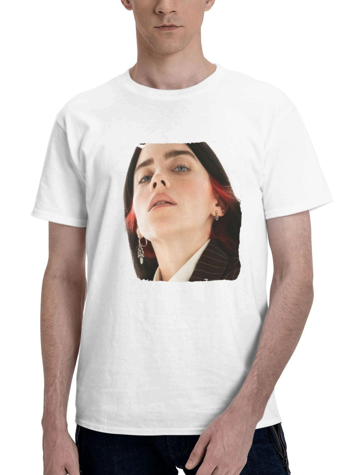 Billie Eilish Variety Magazine 2023 180G 100% Cotton Printed Round Neck Short-Sleeve T-Shirt, Gifts for Men Dad Husband Grandpa, S-XXXL, White