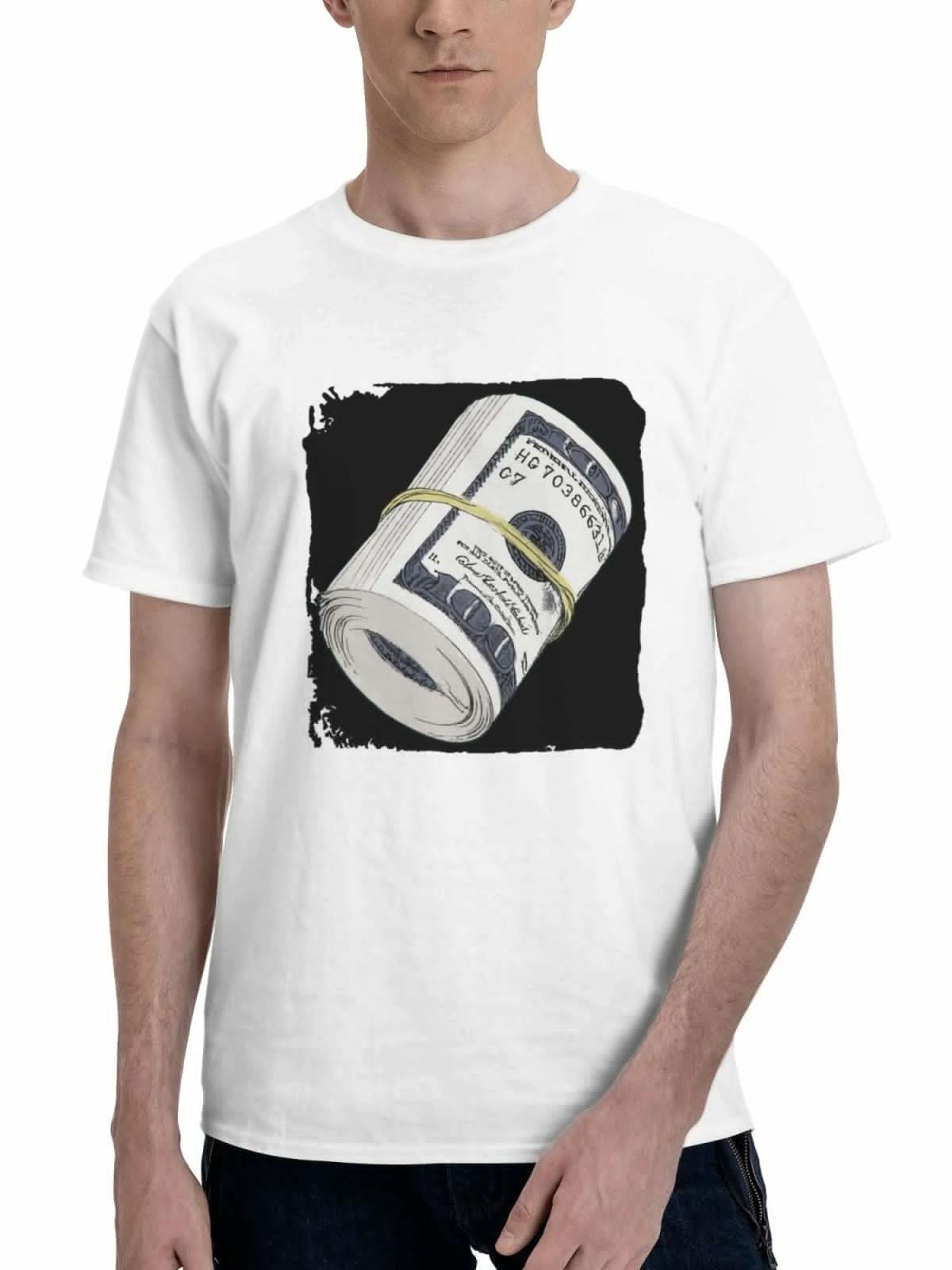 Bills 180G 100% Cotton Printed Round Neck Short-Sleeve T-Shirt, Gifts for Men Dad Husband Grandpa, S-XXXL, White