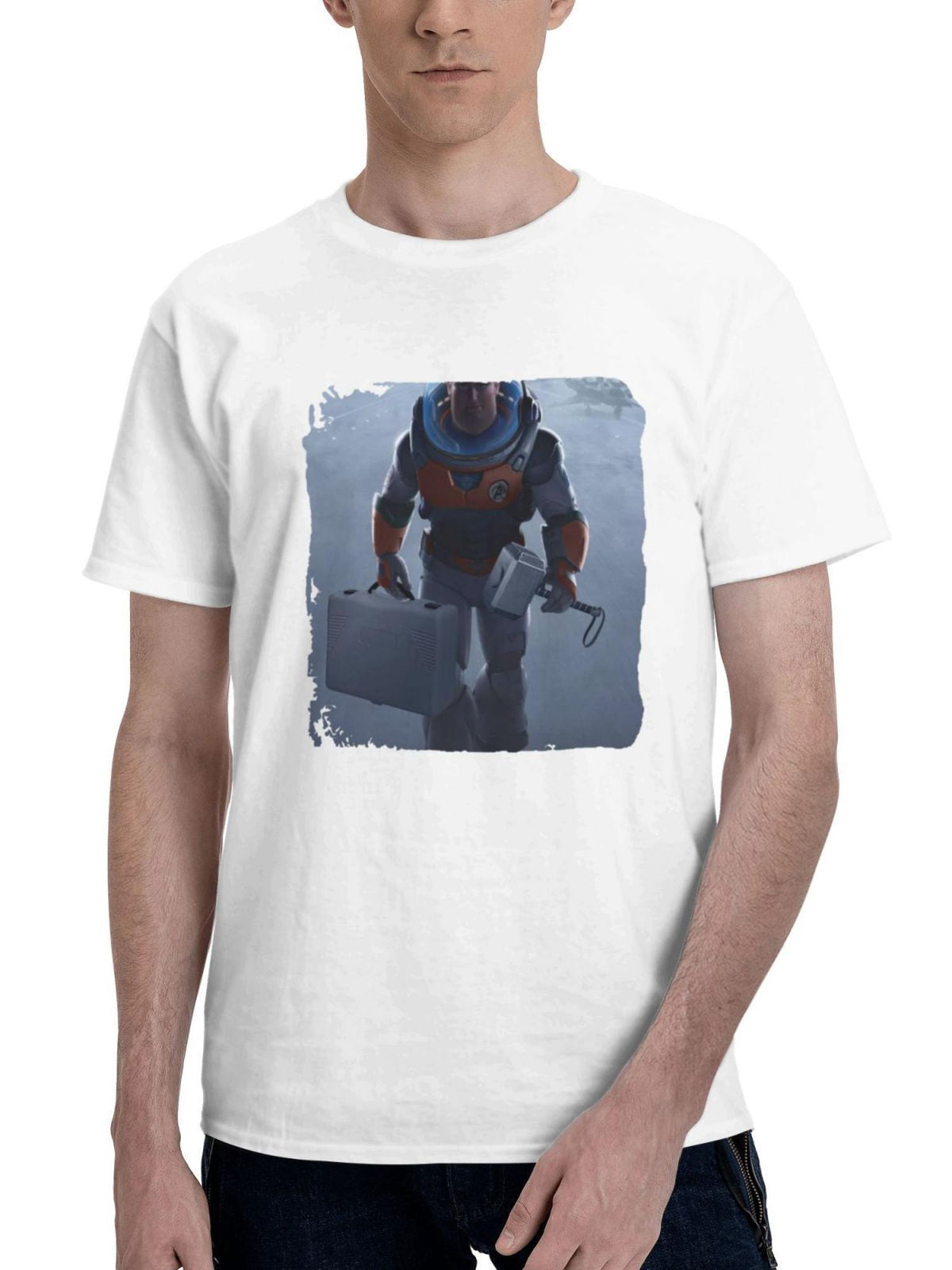 Buzz Light Year Hammer Of Heroism 180G 100% Cotton Printed Round Neck Short-Sleeve T-Shirt, Gifts for Men Dad Husband Grandpa, S-XXXL, White