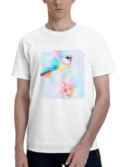 Birds Ai 180G 100% Cotton Printed Round Neck Short-Sleeve T-Shirt, Gifts for Men Dad Husband Grandpa, S-XXXL, White