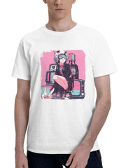 Cables Pink 180G 100% Cotton Printed Round Neck Short-Sleeve T-Shirt, Gifts for Men Dad Husband Grandpa, S-XXXL, White