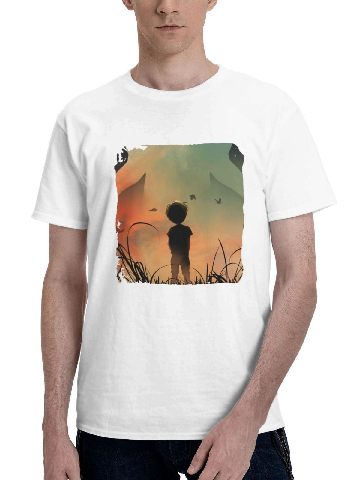 Acceptance 180G 100% Cotton Printed Round Neck Short-Sleeve T-Shirt, Gifts for Men Dad Husband Grandpa, S-XXXL, White