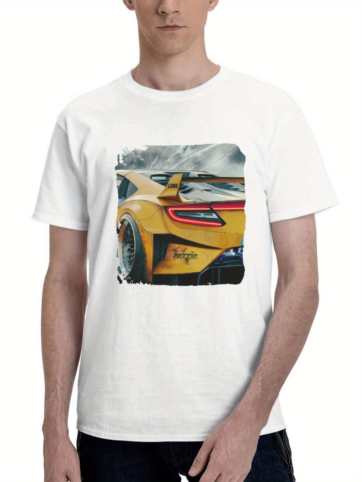 Acura Nsx Lb Works 180G 100% Cotton Printed Round Neck Short-Sleeve T-Shirt, Gifts for Men Dad Husband Grandpa, S-XXXL, White