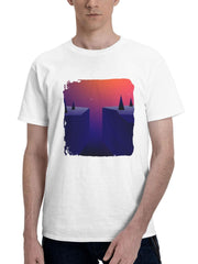 Abyss Between Mountains 180G 100% Cotton Printed Round Neck Short-Sleeve T-Shirt, Gifts for Men Dad Husband Grandpa, S-XXXL, White