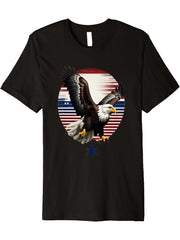 Freedom Soars American Patriot Bald Eagle Tee Premium T-Shirt 180G 100% Cotton Printed Round Neck Short-Sleeve T-Shirt, Gifts for Men Dad Husband Grandpa, S-XXXL, Black