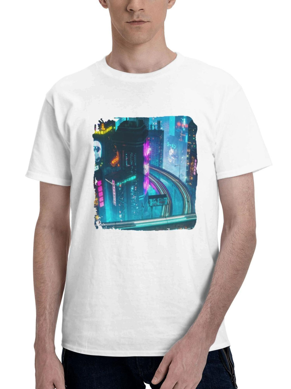 Adrenaline Cityscape City Of Fast World 180G 100% Cotton Printed Round Neck Short-Sleeve T-Shirt, Gifts for Men Dad Husband Grandpa, S-XXXL, White
