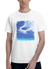 Adventure In Divine Sky 180G 100% Cotton Printed Round Neck Short-Sleeve T-Shirt, Gifts for Men Dad Husband Grandpa, S-XXXL, White