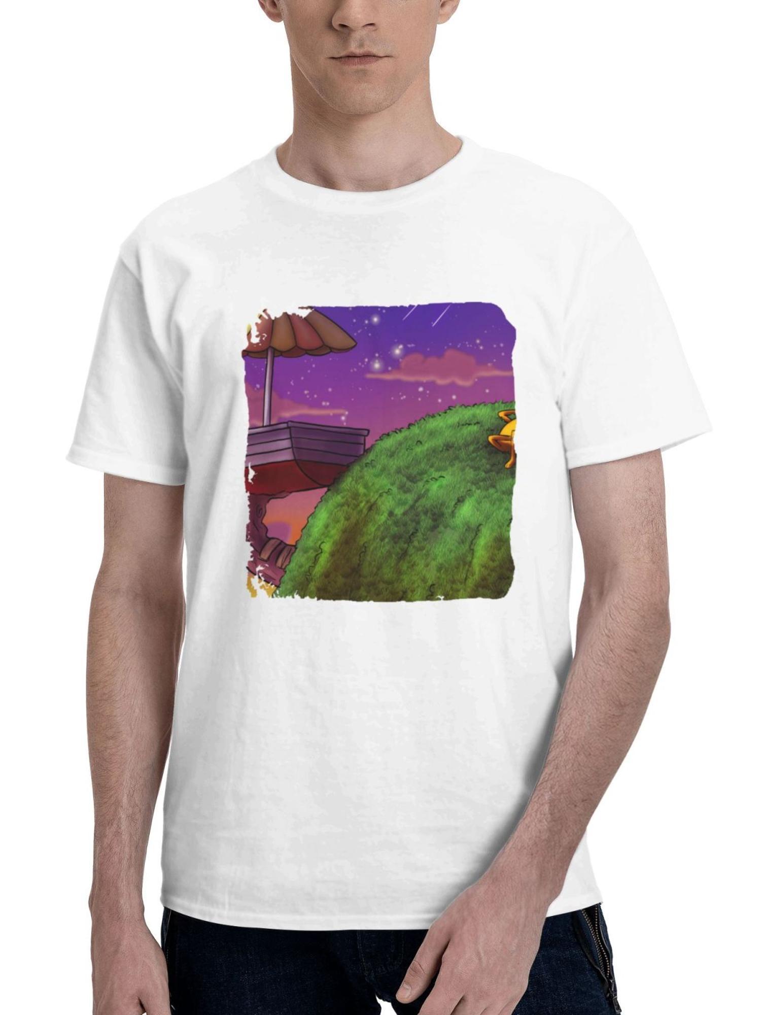 Adventure Time 180G 100% Cotton Printed Round Neck Short-Sleeve T-Shirt, Gifts for Men Dad Husband Grandpa, S-XXXL, White