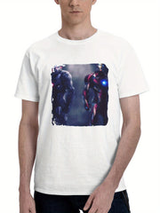 Adventures With Iron Man And War Machine 180G 100% Cotton Printed Round Neck Short-Sleeve T-Shirt, Gifts for Men Dad Husband Grandpa, S-XXXL, White