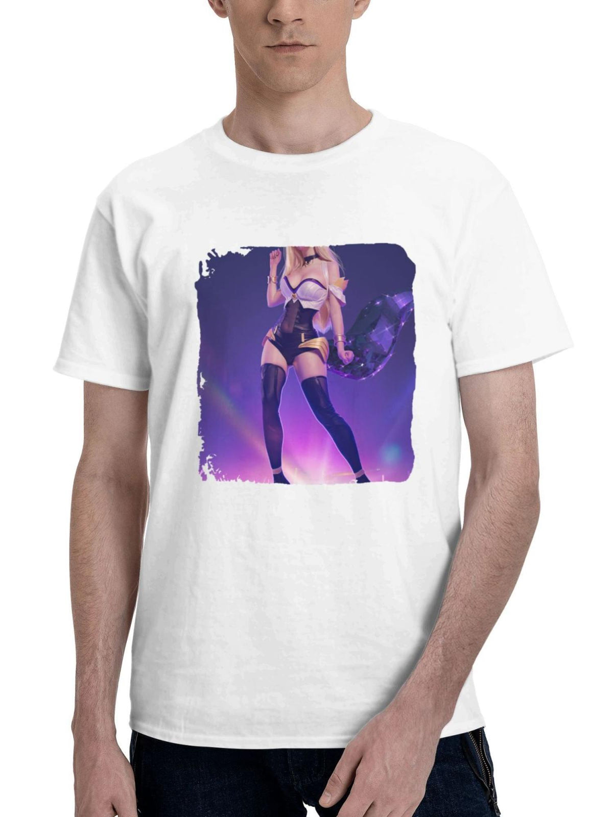 Ahri Kda Cosplay 180G 100% Cotton Printed Round Neck Short-Sleeve T-Shirt, Gifts for Men Dad Husband Grandpa, S-XXXL, White