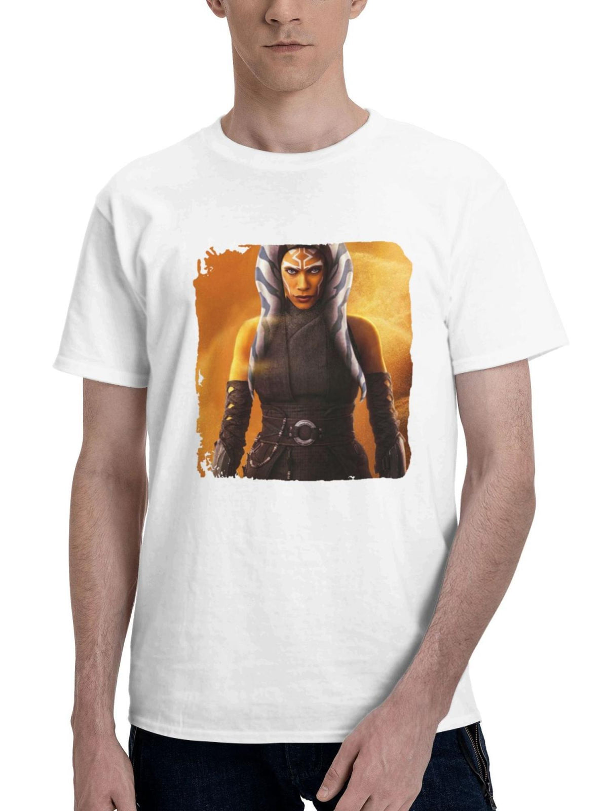 Ahsoka Boba Fett 180G 100% Cotton Printed Round Neck Short-Sleeve T-Shirt, Gifts for Men Dad Husband Grandpa, S-XXXL, White