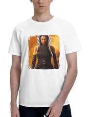 Ahsoka Boba Fett 180G 100% Cotton Printed Round Neck Short-Sleeve T-Shirt, Gifts for Men Dad Husband Grandpa, S-XXXL, White