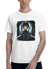 Ahsoka Dark Minimal 6u 180G 100% Cotton Printed Round Neck Short-Sleeve T-Shirt, Gifts for Men Dad Husband Grandpa, S-XXXL, White